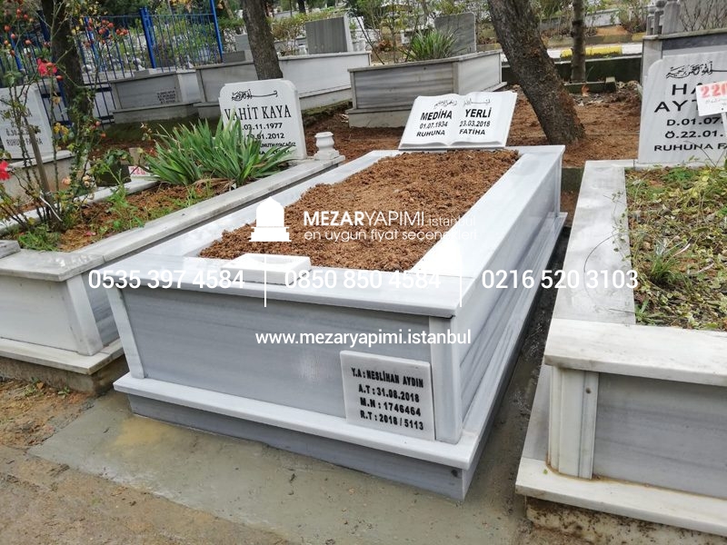 Tek Kişilik Baştaşı Kitabe Mermer Mezar - Görsel 6