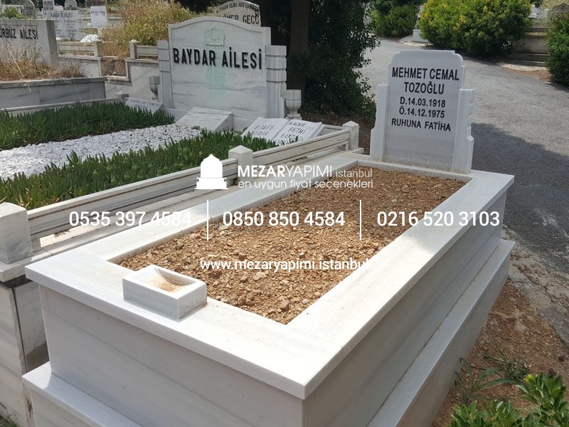 Tek Kişilik Baştaşı Koltuklu Mermer Mezar - Görsel 9