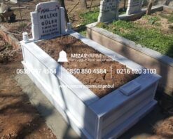 Tek Kişilik Baştaşı Koltuklu Mermer Mezar - Görsel 7