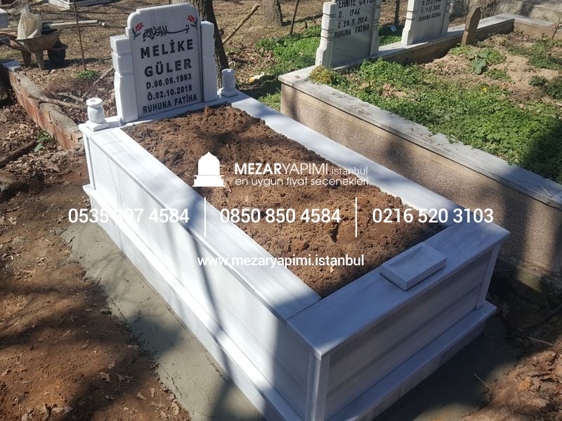 Tek Kişilik Baştaşı Koltuklu Mermer Mezar - Görsel 7