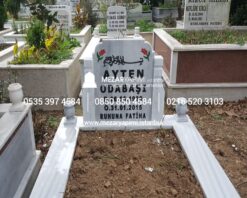 Tek Kişilik Baştaşı Koltuklu Mermer Mezar - Görsel 12