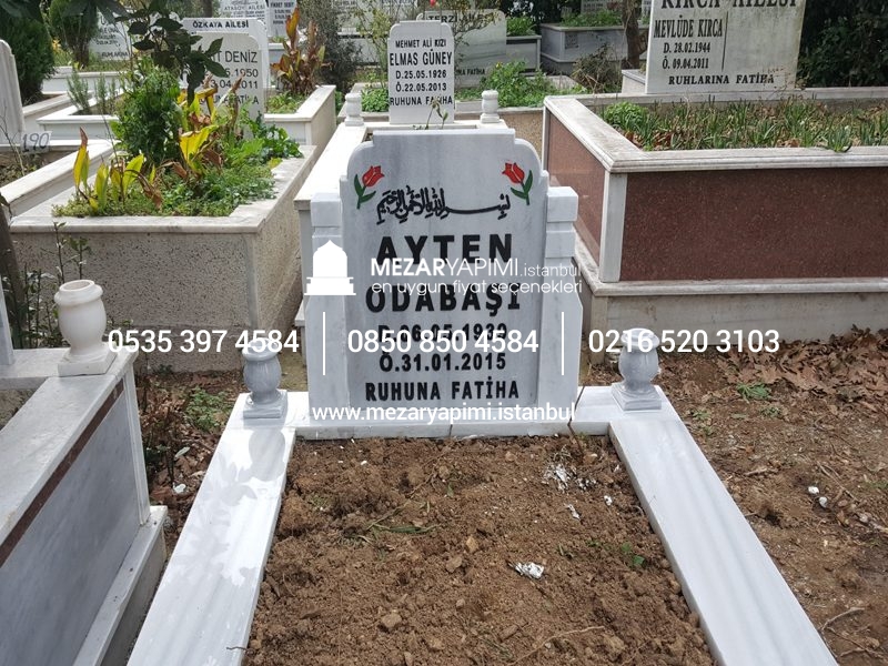 Tek Kişilik Baştaşı Koltuklu Mermer Mezar - Görsel 12