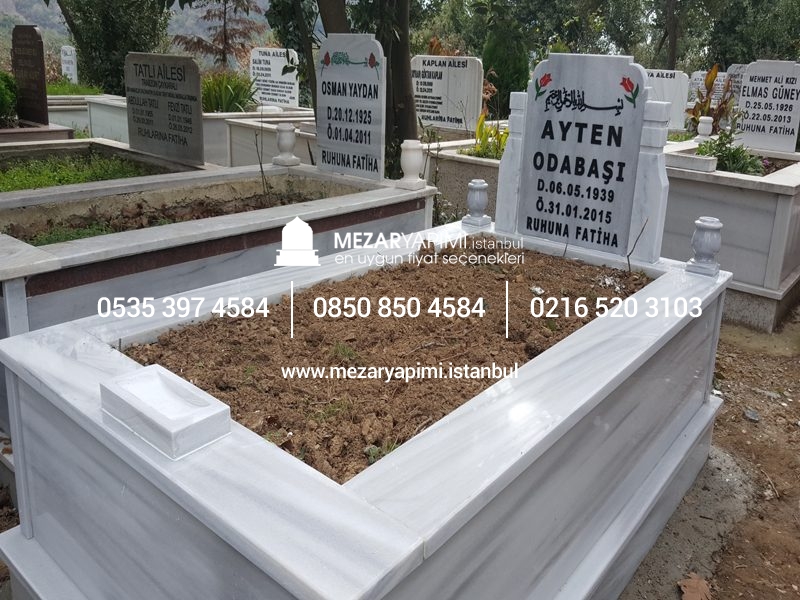 Tek Kişilik Baştaşı Koltuklu Mermer Mezar - Görsel 6
