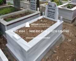 Tek Kişilik Baştaşı Koltuklu Mermer Mezar - Görsel 13