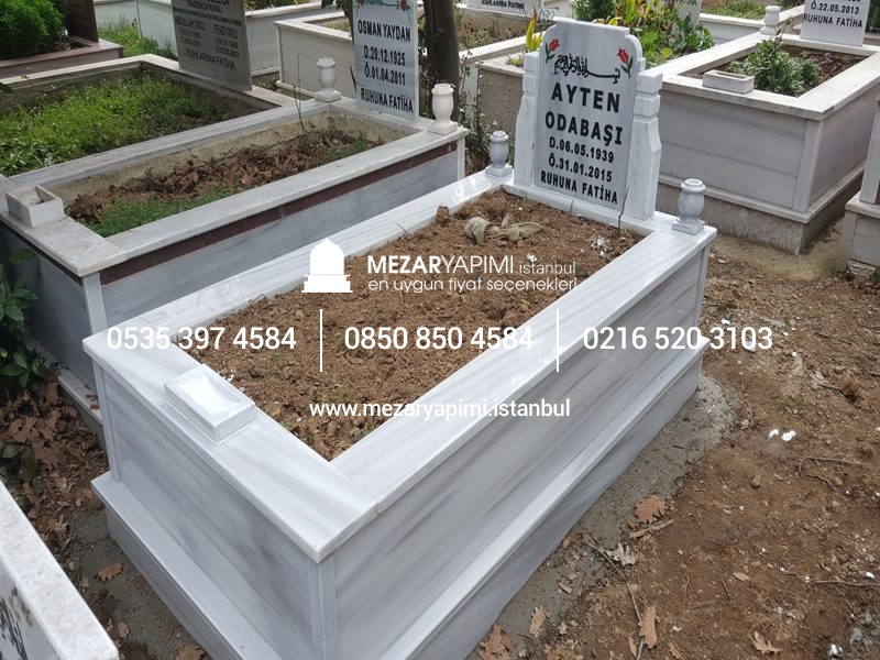 Tek Kişilik Baştaşı Koltuklu Mermer Mezar - Görsel 13