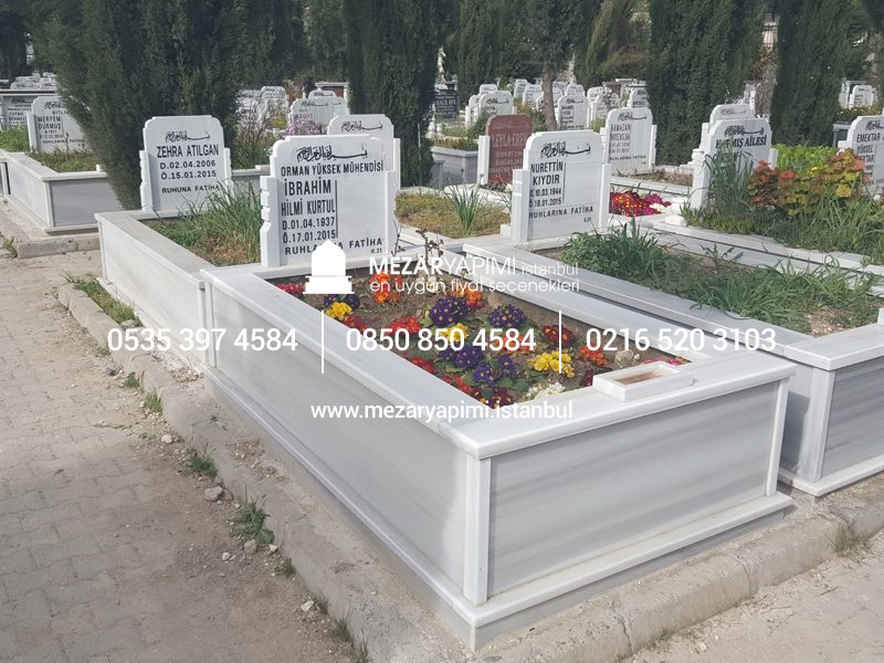 Tek Kişilik Baştaşı Koltuklu Mermer Mezar - Görsel 10