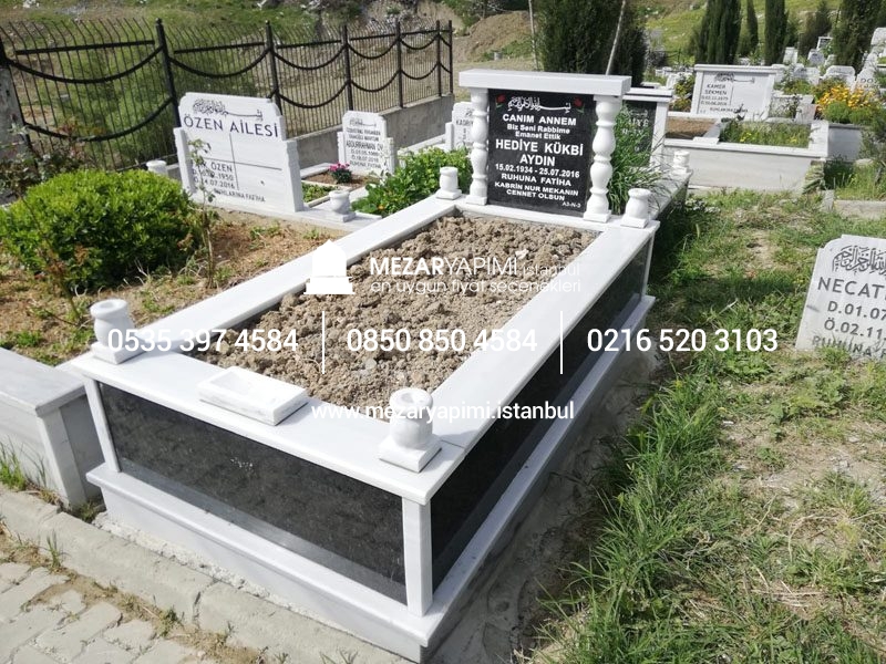 Tek Kişilik Baştaşı ve Gövde Granit Sütunlu Mezar - Görsel 2