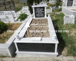 Tek Kişilik Baştaşı ve Gövde Granit Sütunlu Mezar - Görsel 4