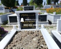 Tek Kişilik Baştaşı ve Gövde Granit Sütunlu Mezar - Görsel 9