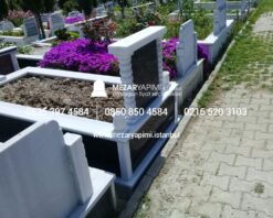 Tek Kişilik Baştaşı ve Gövde Granit Sütunlu Mezar - Görsel 10