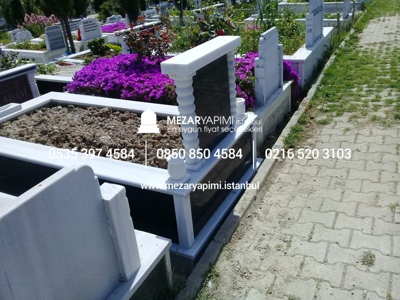 Tek Kişilik Baştaşı ve Gövde Granit Sütunlu Mezar - Görsel 10