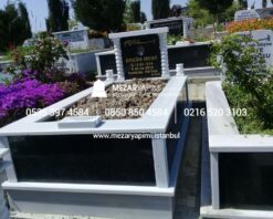 Tek Kişilik Baştaşı ve Gövde Granit Sütunlu Mezar - Görsel 3