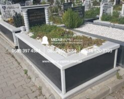 Tek Kişilik Baştaşı ve Gövde Granit Sütunlu Mezar - Görsel 11