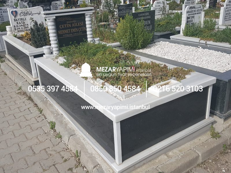 Tek Kişilik Baştaşı ve Gövde Granit Sütunlu Mezar - Görsel 11