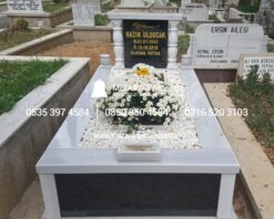 Tek Kişilik Baştaşı ve Gövde Granit Sütunlu Mezar - Görsel 5