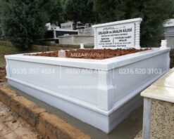 iki Kisilik Bastasi Sutunlu Sut Beyazi Mermer Mezar-10