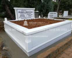 iki Kisilik Bastasi Sutunlu Sut Beyazi Mermer Mezar-13