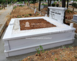 iki Kisilik Bastasi Sutunlu Sut Beyazi Mermer Mezar-5