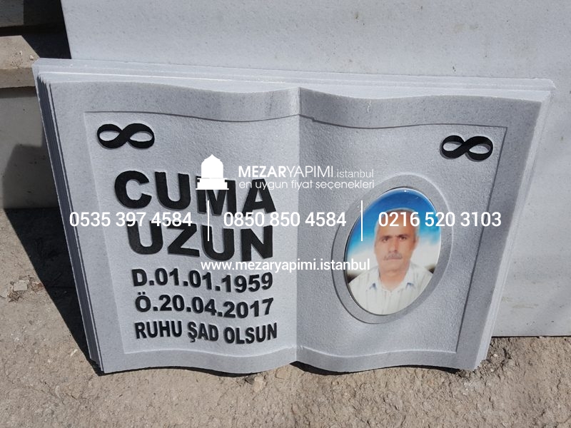 Porselen Resimli Kitabe Mermer Mezar Taşı - Görsel 5