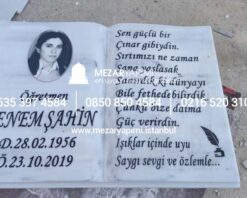 Porselen Resimli Kitabe Mermer Mezar Taşı - Görsel 6
