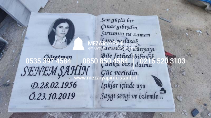 Porselen Resimli Kitabe Mermer Mezar Taşı - Görsel 6