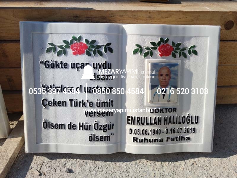 Porselen Resimli Kitabe Mermer Mezar Taşı - Görsel 2