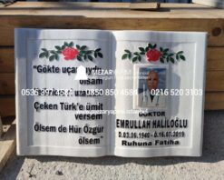 Porselen Resimli Kitabe Mermer Mezar Taşı - Görsel 12