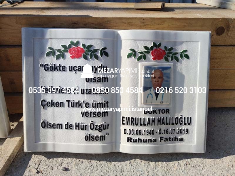 Porselen Resimli Kitabe Mermer Mezar Taşı - Görsel 12