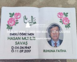 Porselen Resimli Kitabe Mermer Mezar Taşı - Görsel 3