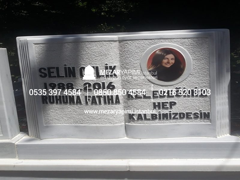 Porselen Resimli Kitabe Mermer Mezar Taşı - Görsel 8