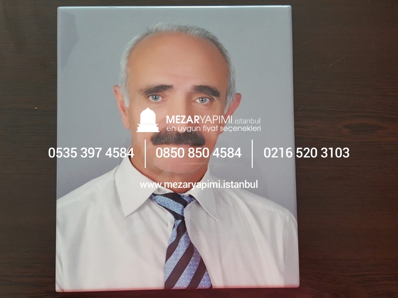 Mezar Taşı Üzerine Dikdörtgen Porselen Fotoğraf 24X30 cm