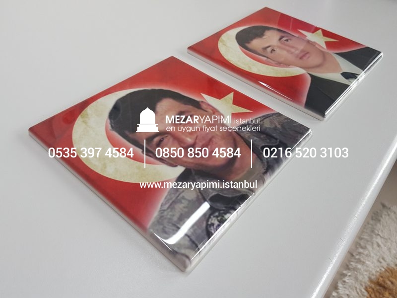 Şehit Mezar Taşına Solmayan Porselen Fotoğraf & Bayrak - Görsel 19
