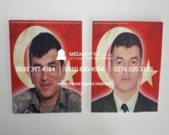Şehit Mezar Taşına Solmayan Porselen Fotoğraf & Bayrak - Görsel 23