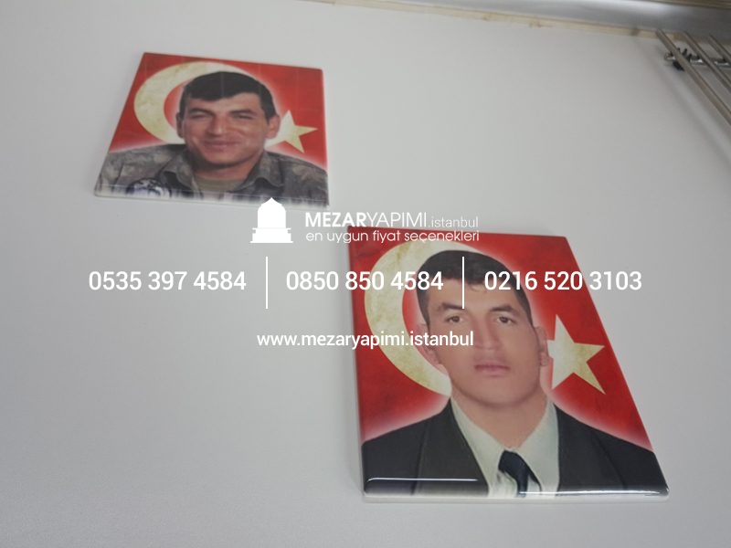 Şehit Mezar Taşına Solmayan Porselen Fotoğraf & Bayrak - Görsel 24