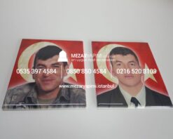 Şehit Mezar Taşına Solmayan Porselen Fotoğraf & Bayrak - Görsel 25