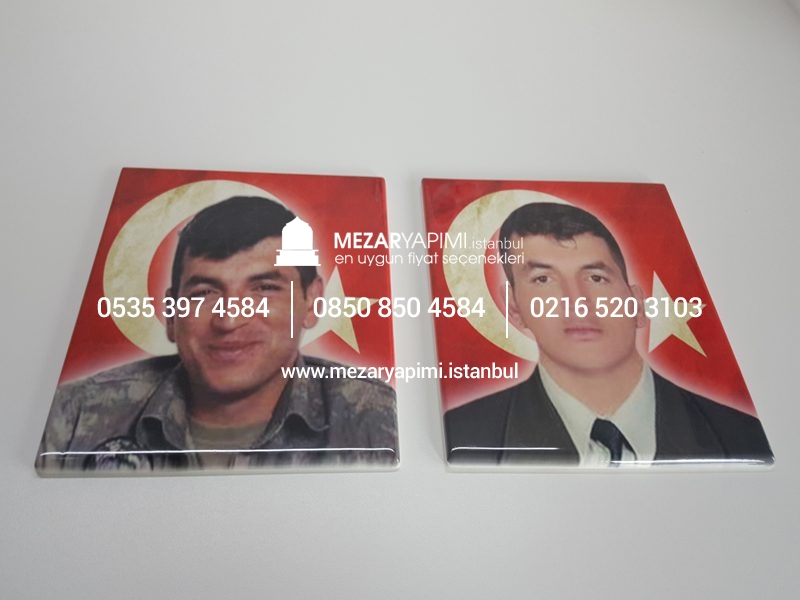 Şehit Mezar Taşına Solmayan Porselen Fotoğraf & Bayrak - Görsel 25