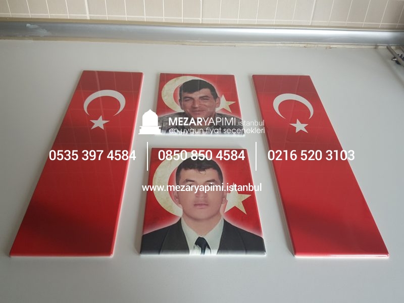 Şehit Mezar Taşına Solmayan Porselen Fotoğraf & Bayrak - Görsel 28
