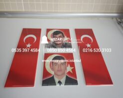Şehit Mezar Taşına Solmayan Porselen Fotoğraf & Bayrak - Görsel 29