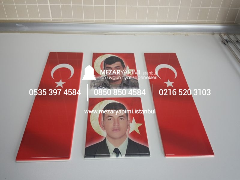 Şehit Mezar Taşına Solmayan Porselen Fotoğraf & Bayrak - Görsel 29