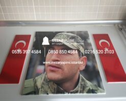 Şehit Mezar Taşına Solmayan Porselen Fotoğraf & Bayrak - Görsel 13