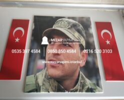 Şehit Mezar Taşına Solmayan Porselen Fotoğraf & Bayrak - Görsel 16