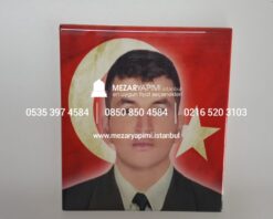 Şehit Mezar Taşına Solmayan Porselen Fotoğraf & Bayrak - Görsel 27