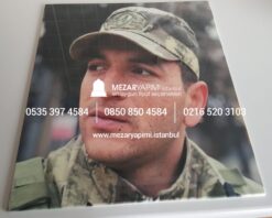 Şehit Mezar Taşına Solmayan Porselen Fotoğraf & Bayrak - Görsel 21