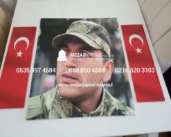 Şehit Mezar Taşına Solmayan Porselen Fotoğraf & Bayrak - Görsel 26
