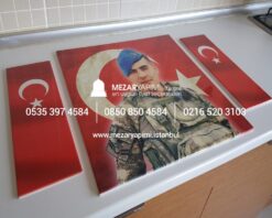 Şehit Mezar Taşına Solmayan Porselen Fotoğraf & Bayrak - Görsel 12