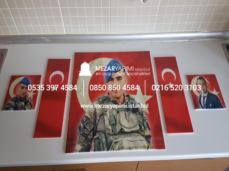 Şehit Mezar Taşına Solmayan Porselen Fotoğraf & Bayrak - Görsel 11