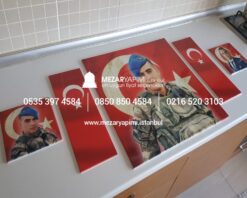 Şehit Mezar Taşına Solmayan Porselen Fotoğraf & Bayrak - Görsel 7