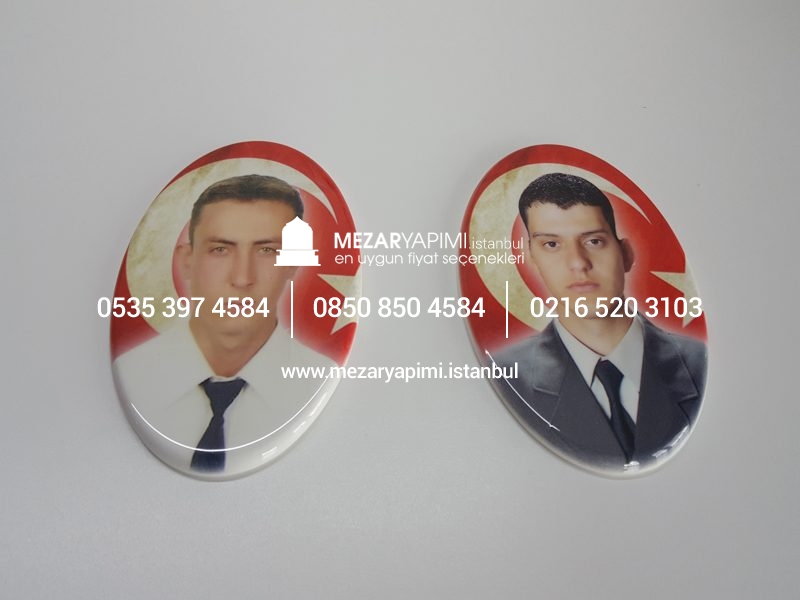 Şehit Mezar Taşına Solmayan Porselen Fotoğraf & Bayrak - Görsel 5