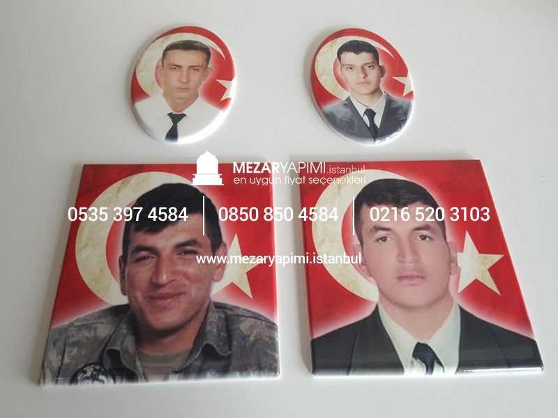 Şehit Mezar Taşına Solmayan Porselen Fotoğraf & Bayrak - Görsel 15