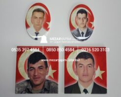 Şehit Mezar Taşına Solmayan Porselen Fotoğraf & Bayrak - Görsel 18